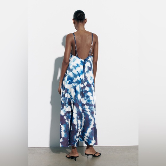 Zara dress tie dye satin effect midi maxi slip wedding casual summer vacation - Picture 8 of 11